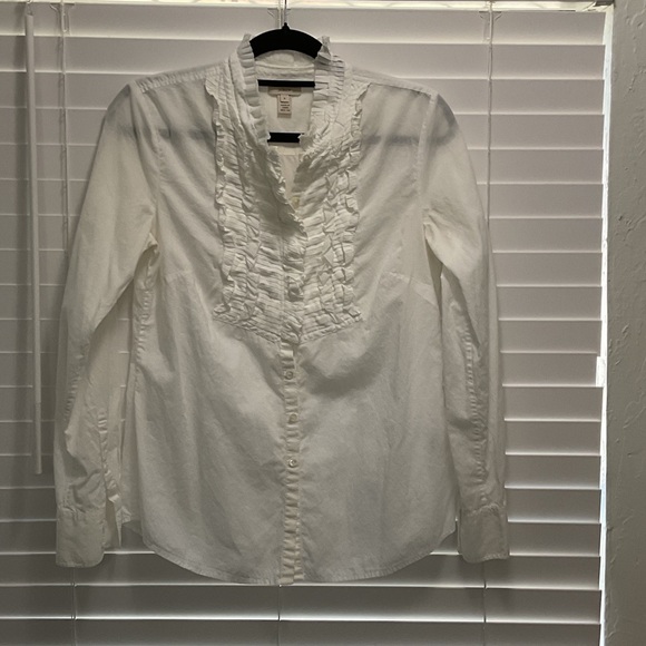 J. Crew Tops - J.Crew 100% silk elegant White Ruffled Silk Blouse